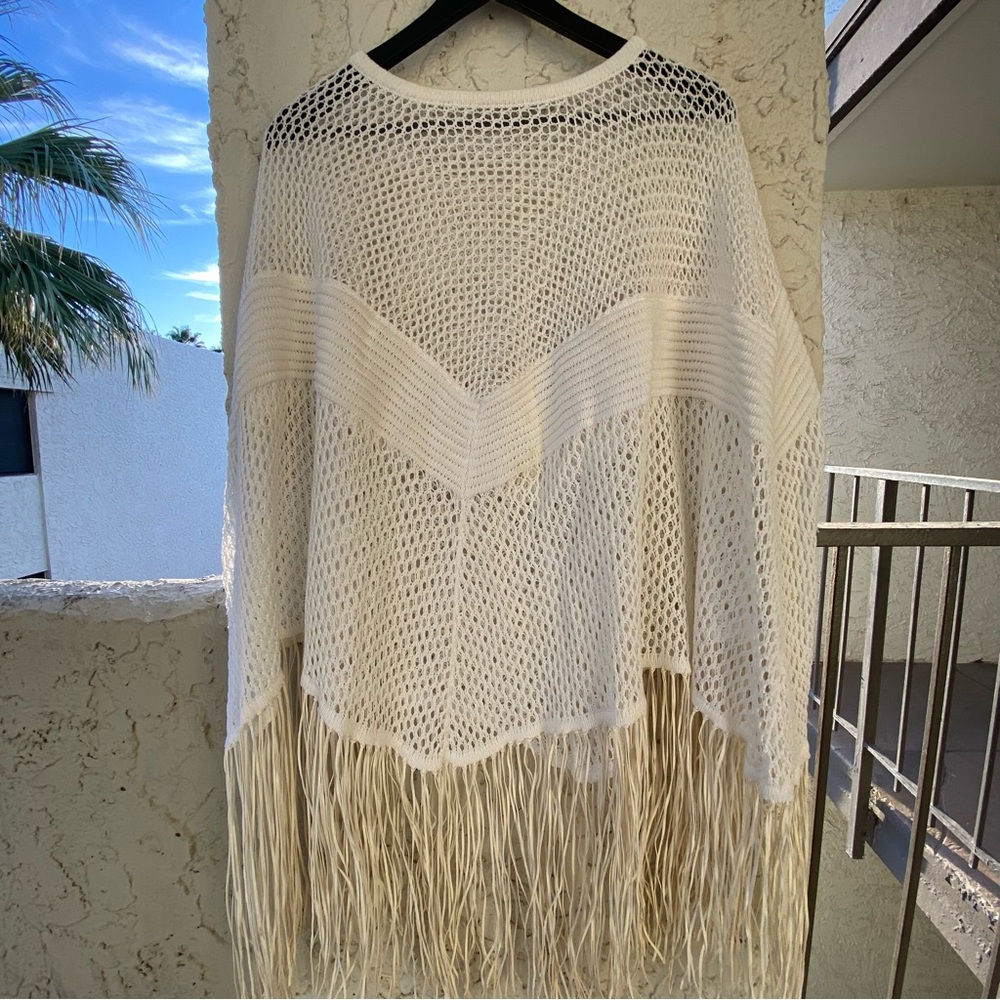 PH5 White Fringed Knit Coverup